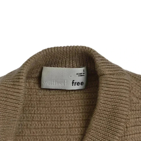 Aritzia Wilfred Free Lolan Sweater Cropped Oversized Merino Wool Brown Tan Small - Picture 9 of 11